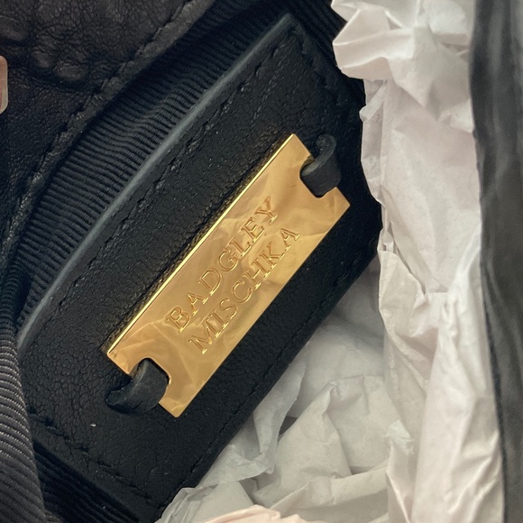 BADGLY MISCHKA Crossbody Evening Bag Black/Silver Sequins Gold Tone Chain - Picture 3 of 10